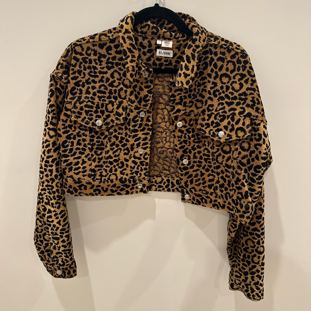Re/done Animal Print Cropped Jacket